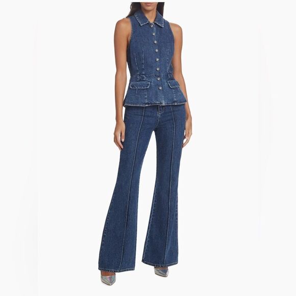 Self-Portrait  Two-Piece Denim Jumpsuit size 2 - Picture 1 of 16